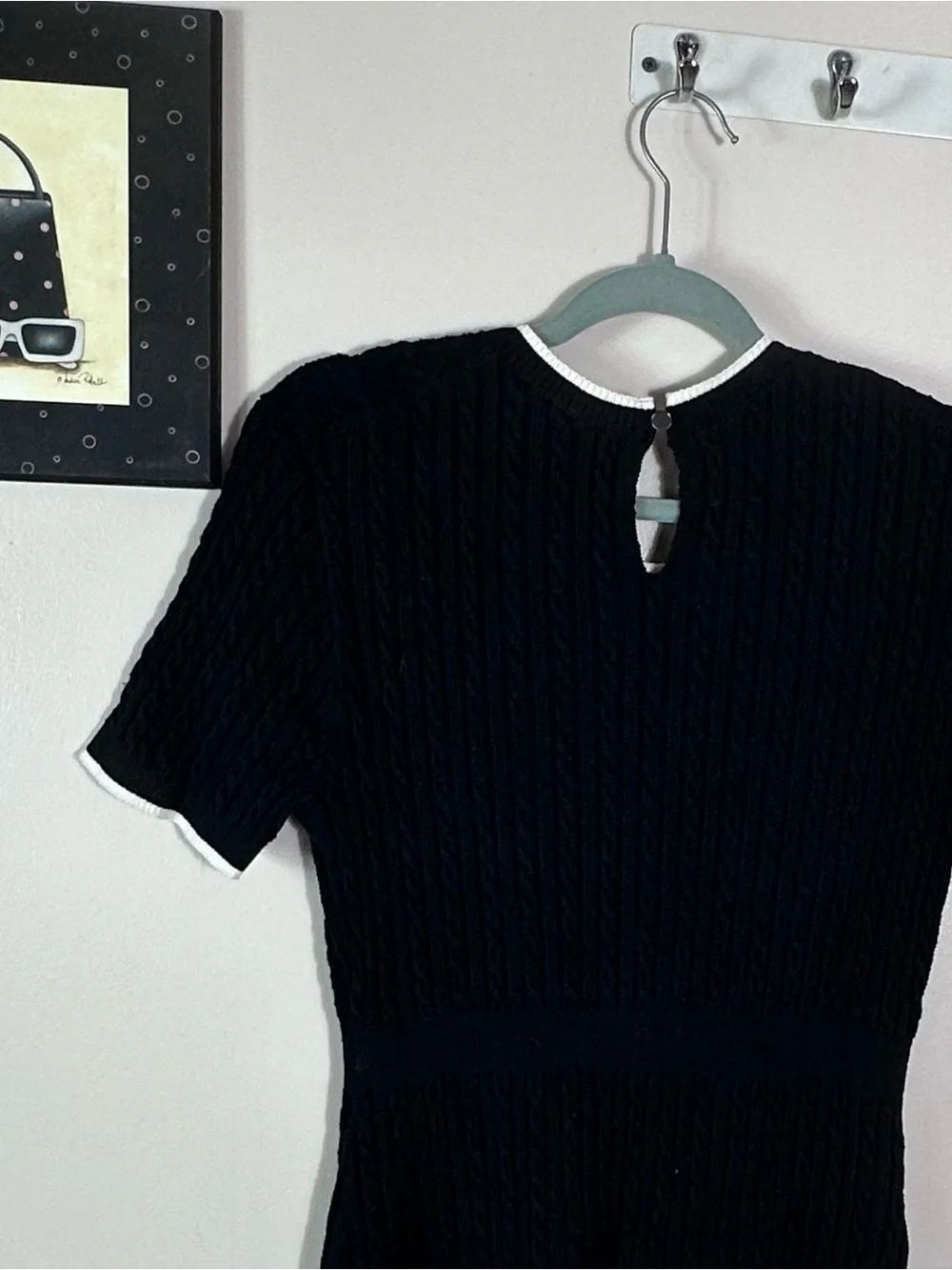J. Crew Navy Cable-Knit Midi Dress with White Trim - Picture 10 of 11